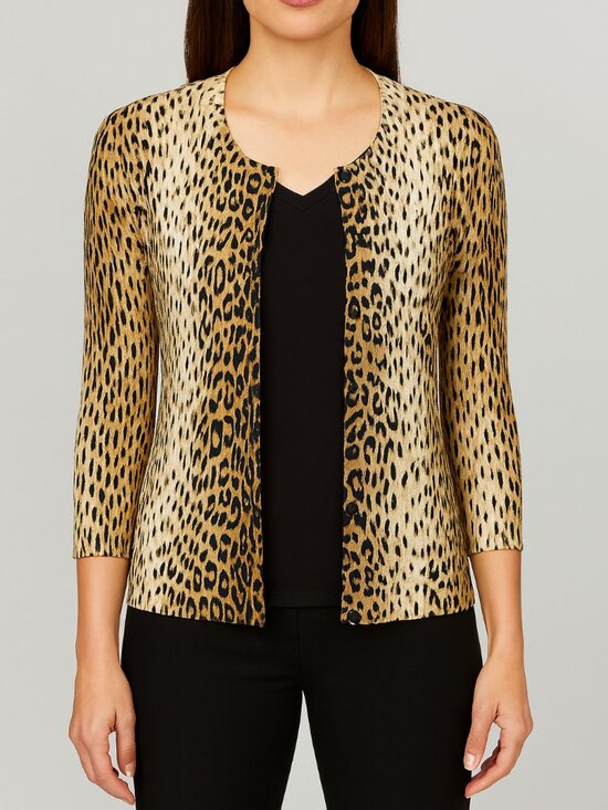 Joseph A Sweaters - Joseph A Leopard Print Cardigan